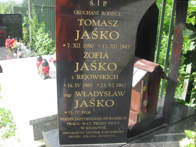Tomasz Jaśko 1890 Kraków-Salwator - Grobonet - Wyszukiwarka osób pochowanych