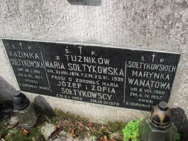 Maria Sołtykowska 1876 Kraków-Salwator - Grobonet - Wyszukiwarka osób pochowanych