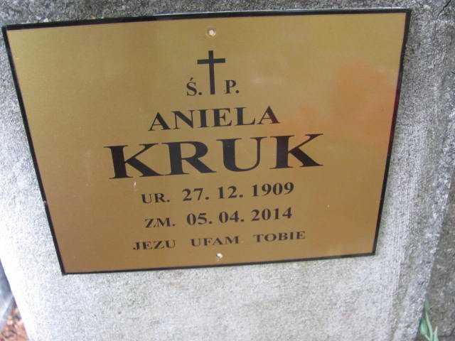 Aniela Kruk 1909 Kraków-Salwator - Grobonet - Wyszukiwarka osób pochowanych