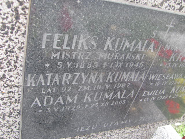 Feliks Kumala 1885 Kraków-Salwator - Grobonet - Wyszukiwarka osób pochowanych