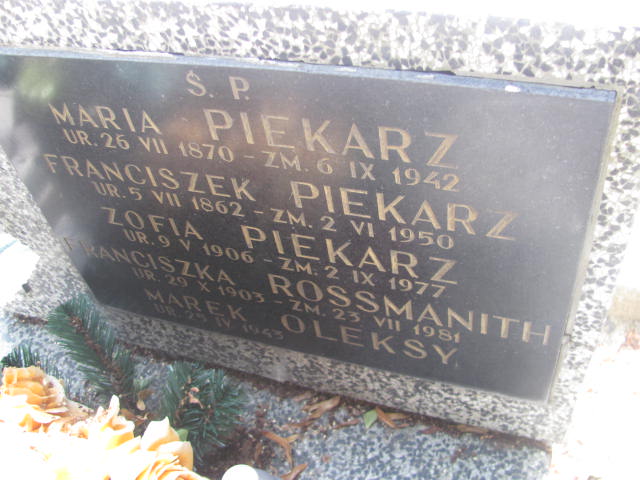 Maria Piekarz 1870 Kraków-Salwator - Grobonet - Wyszukiwarka osób pochowanych