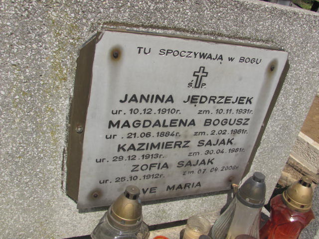 Janina Jędrzejek 1910 Kraków-Salwator - Grobonet - Wyszukiwarka osób pochowanych