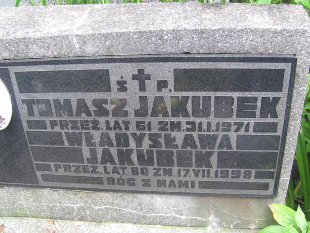 Tomasz Jakubek 1909 Kraków-Salwator - Grobonet - Wyszukiwarka osób pochowanych