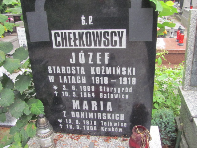Józef Chełkowski 1868 Kraków-Salwator - Grobonet - Wyszukiwarka osób pochowanych