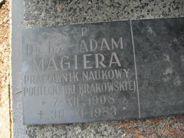 Adam Magiera 1908 Kraków-Salwator - Grobonet - Wyszukiwarka osób pochowanych